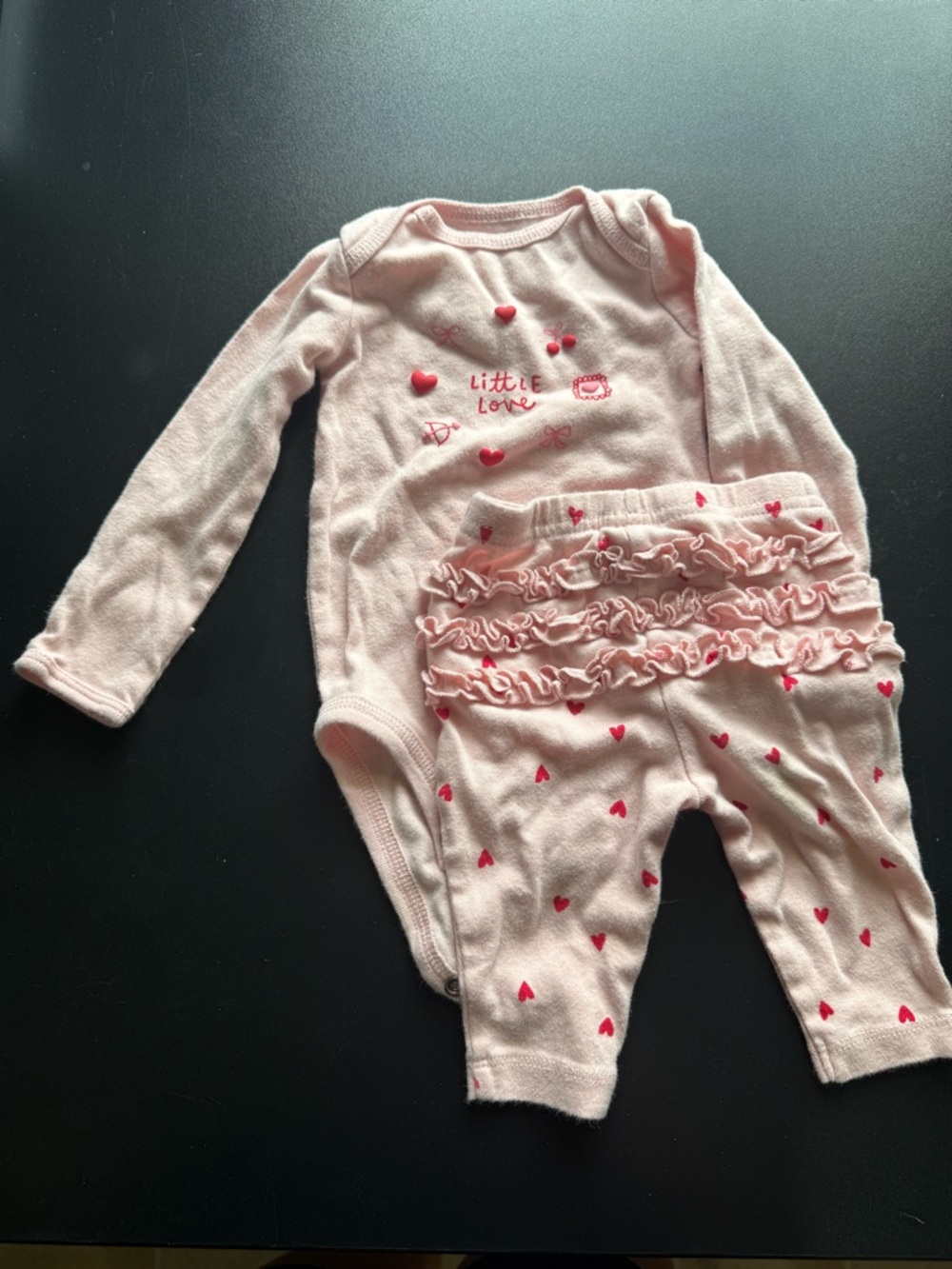 Carter's Pink Two-Piece Ruffle Heart Matching Set